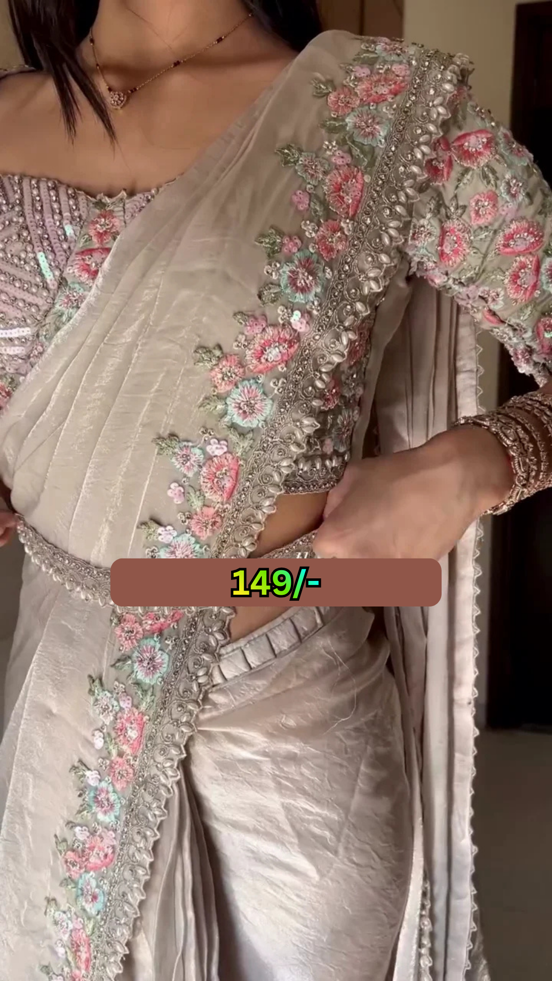 Ivory Designer Saree with Embellished Blouse