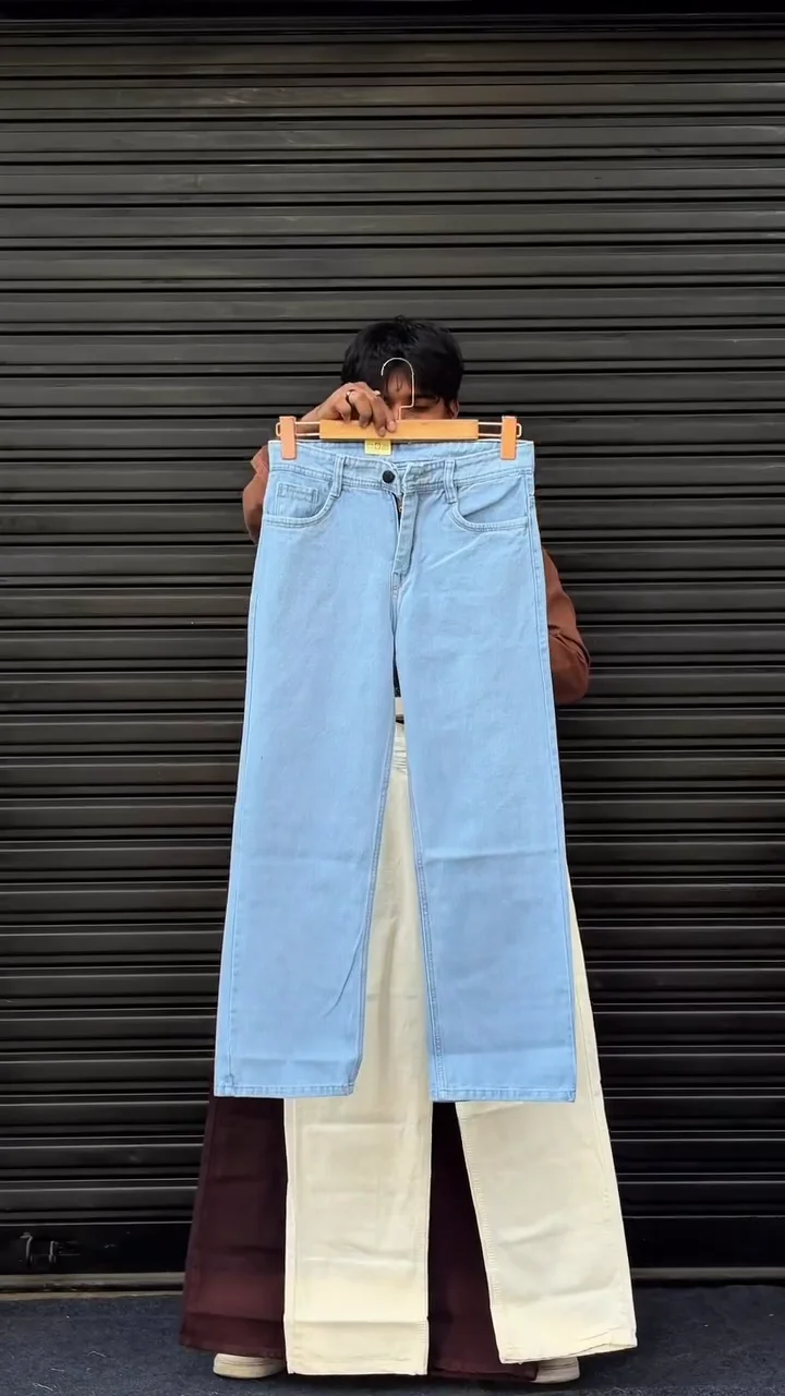 Classic Light Wash Wide-Leg Denim