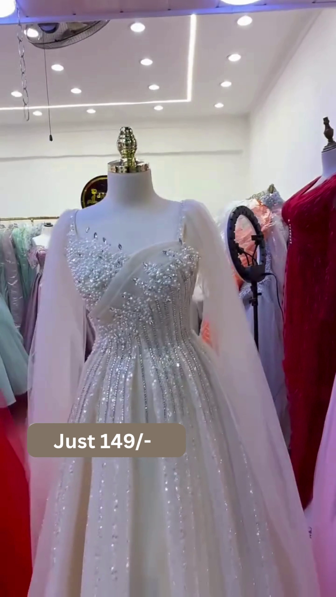 Crystal Shine Embellished Net Gown for Women