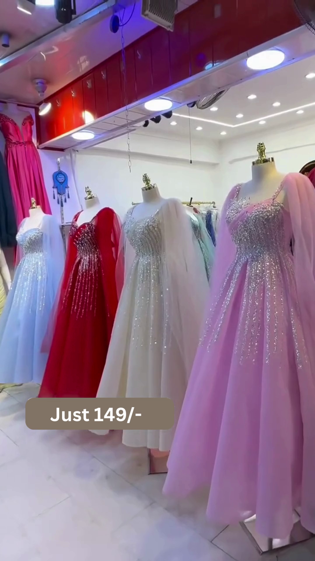 Crystal Shine Embellished Net Gown for Women