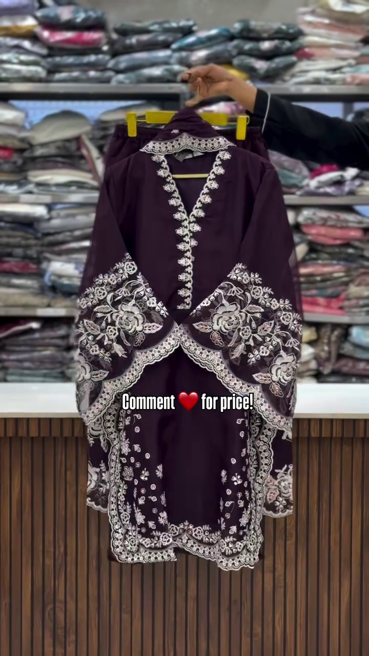 Wine Maroon Heavy Embroidered Festive Kurti