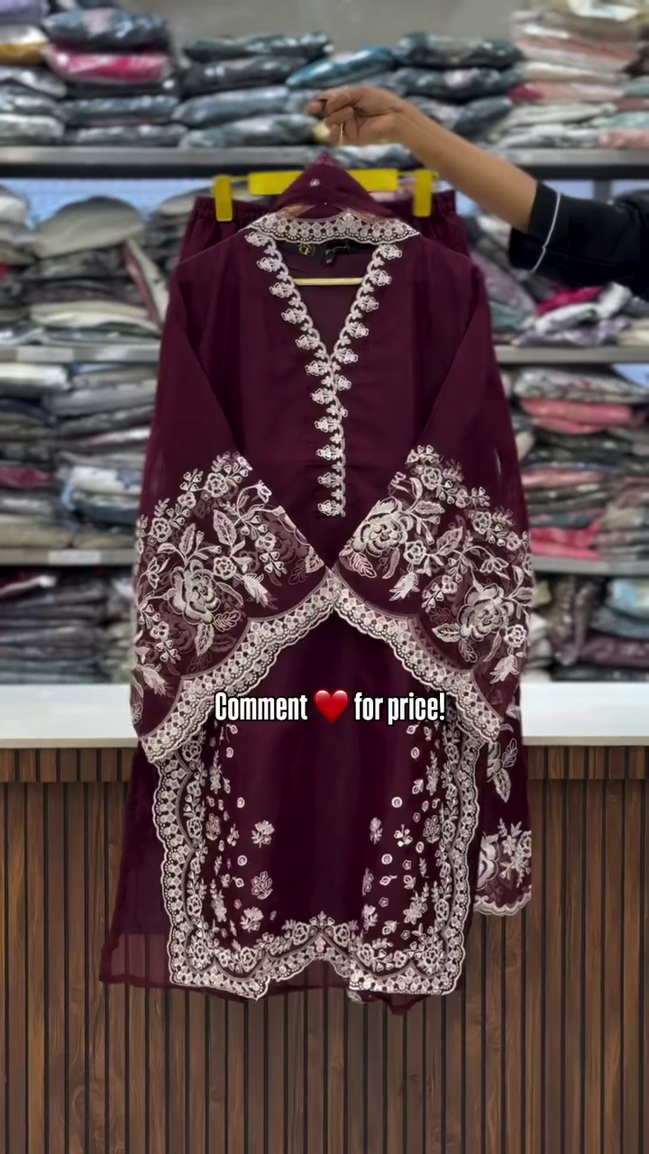 Wine Maroon Heavy Embroidered Festive Kurti