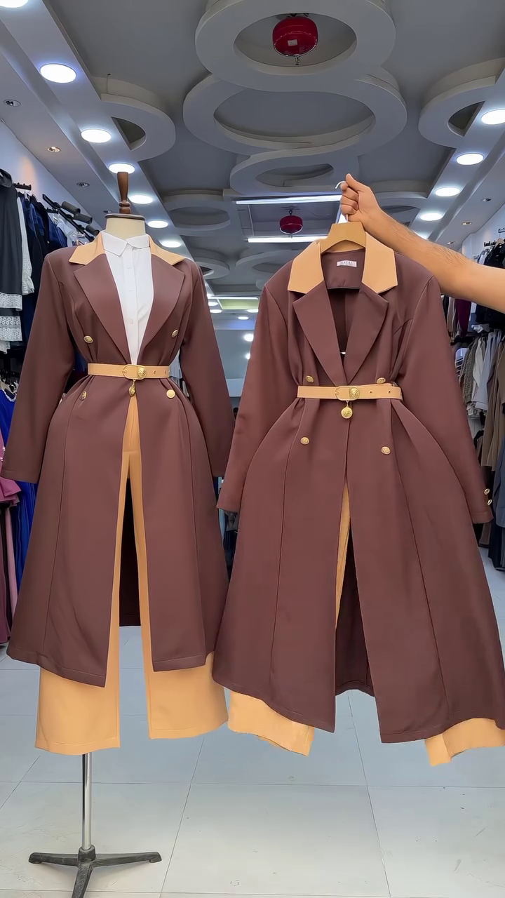 Premium Belted Long Blazer Co-Ord Set for Women