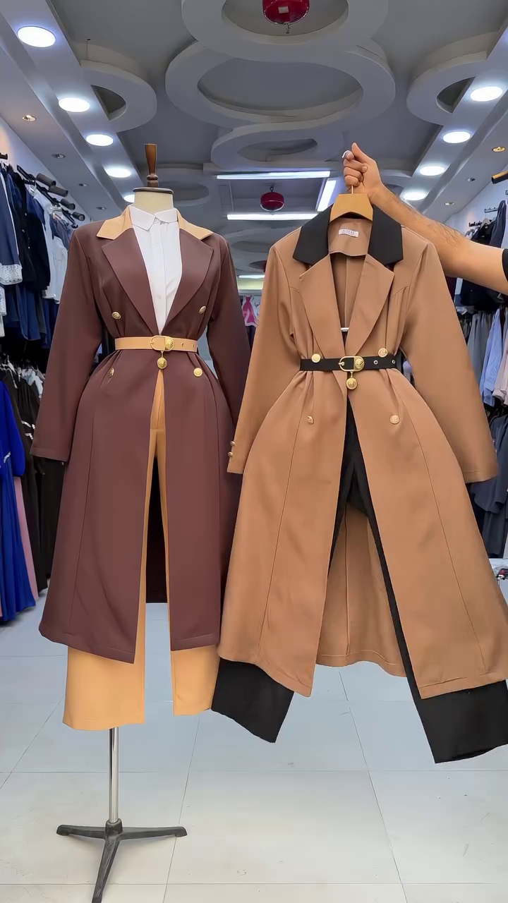 Premium Belted Long Blazer Co-Ord Set for Women