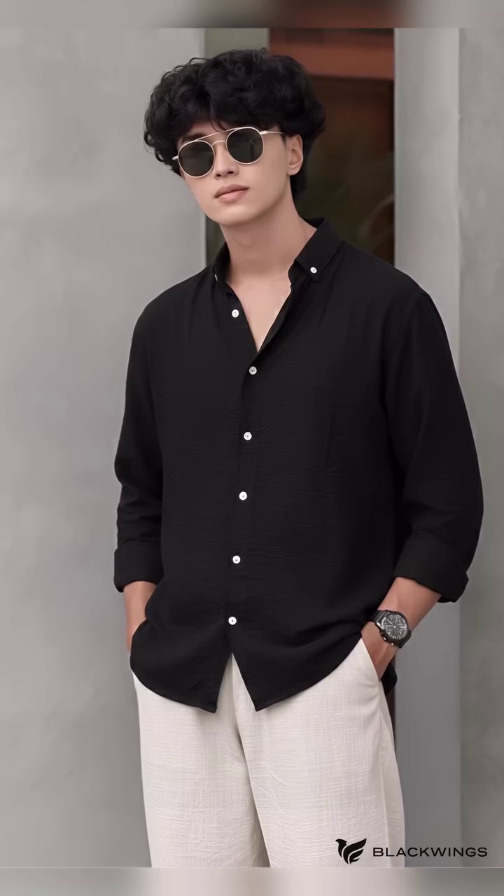 Brown Casual Shirt with Light Trousers