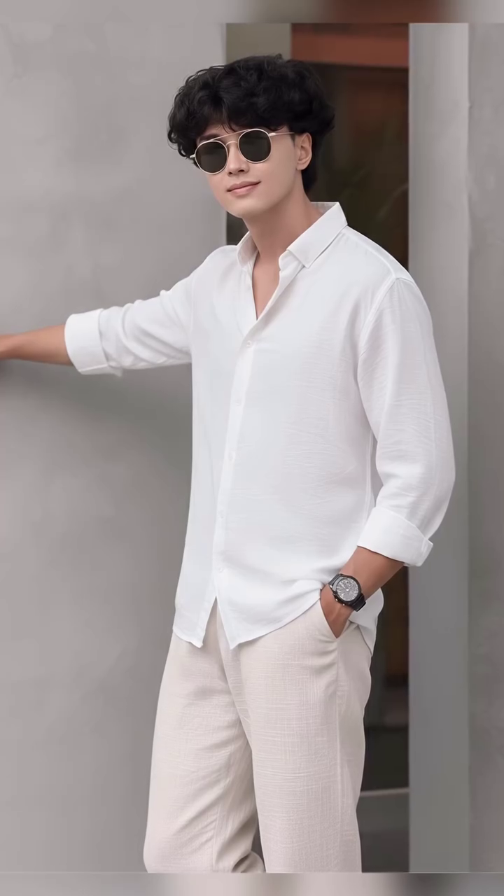 Brown Casual Shirt with Light Trousers