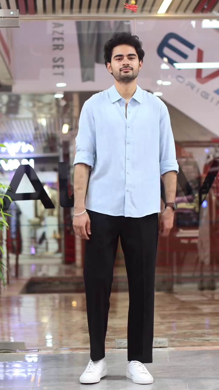 Olive Green Shirt with Black Trousers