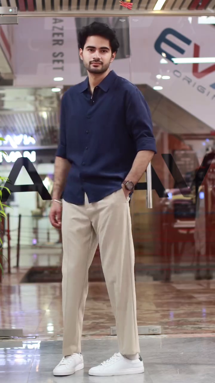 Olive Green Shirt with Black Trousers