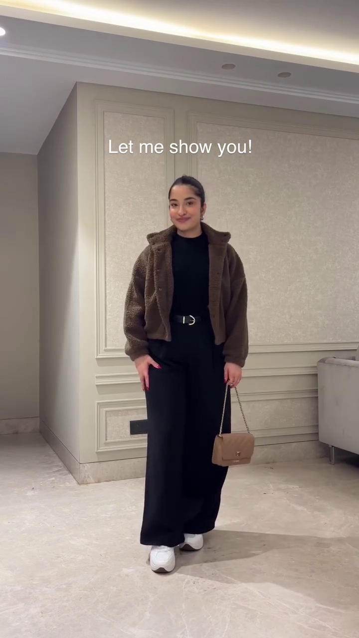 Black Mini Dress with Beige Jacket