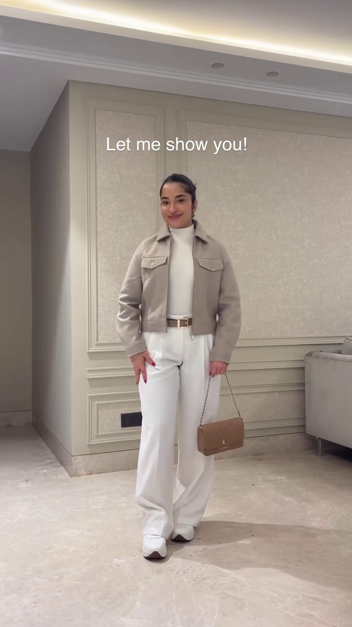 Black Mini Dress with Beige Jacket