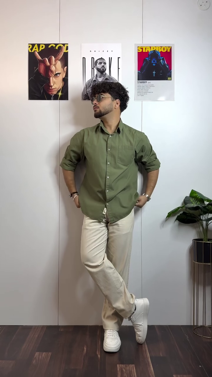 Maroon Shirt with Cream Trousers