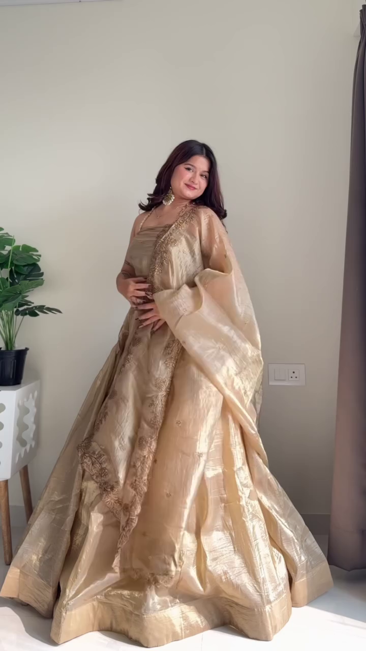 Copper Orange Festive Lehenga Set