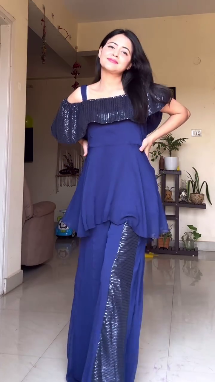 Navy Blue Sequin Party Co-Ord Set