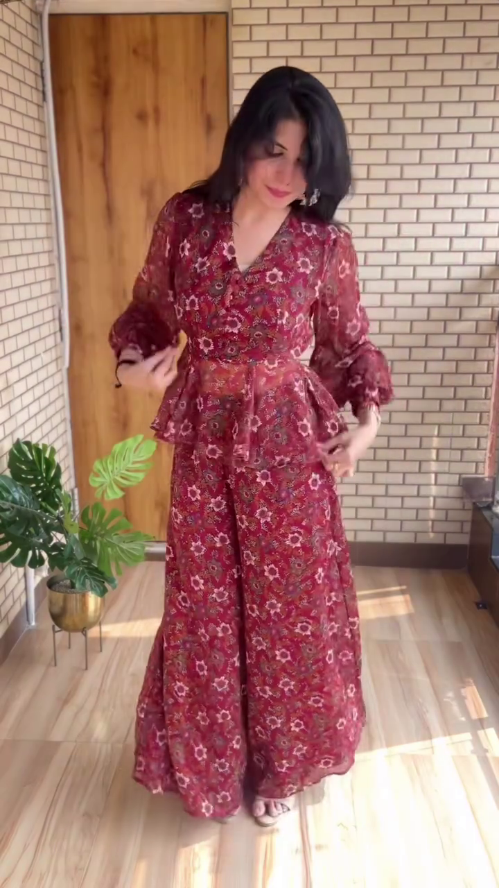 Maroon Printed Co-Ord Set