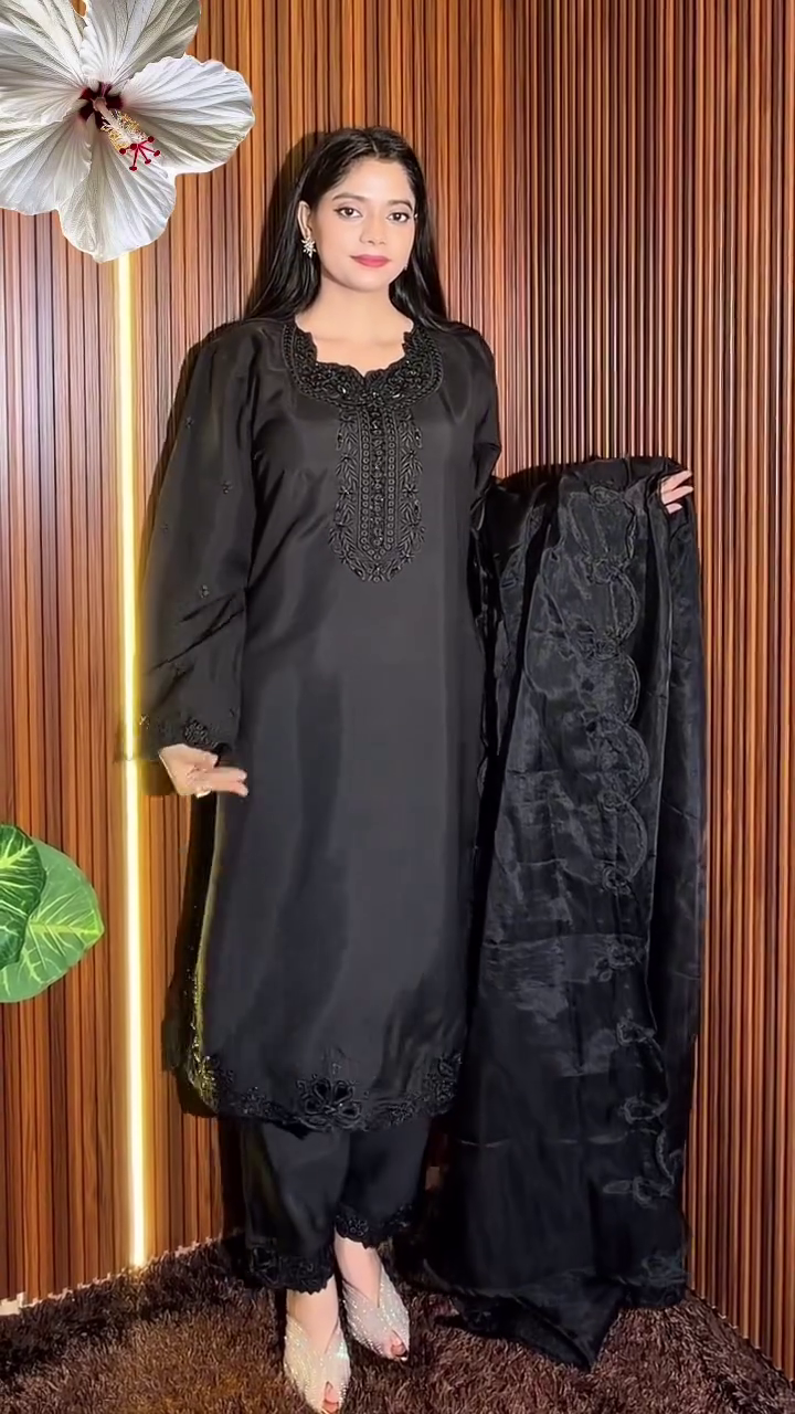 Rust Brown Embroidered Suit Set