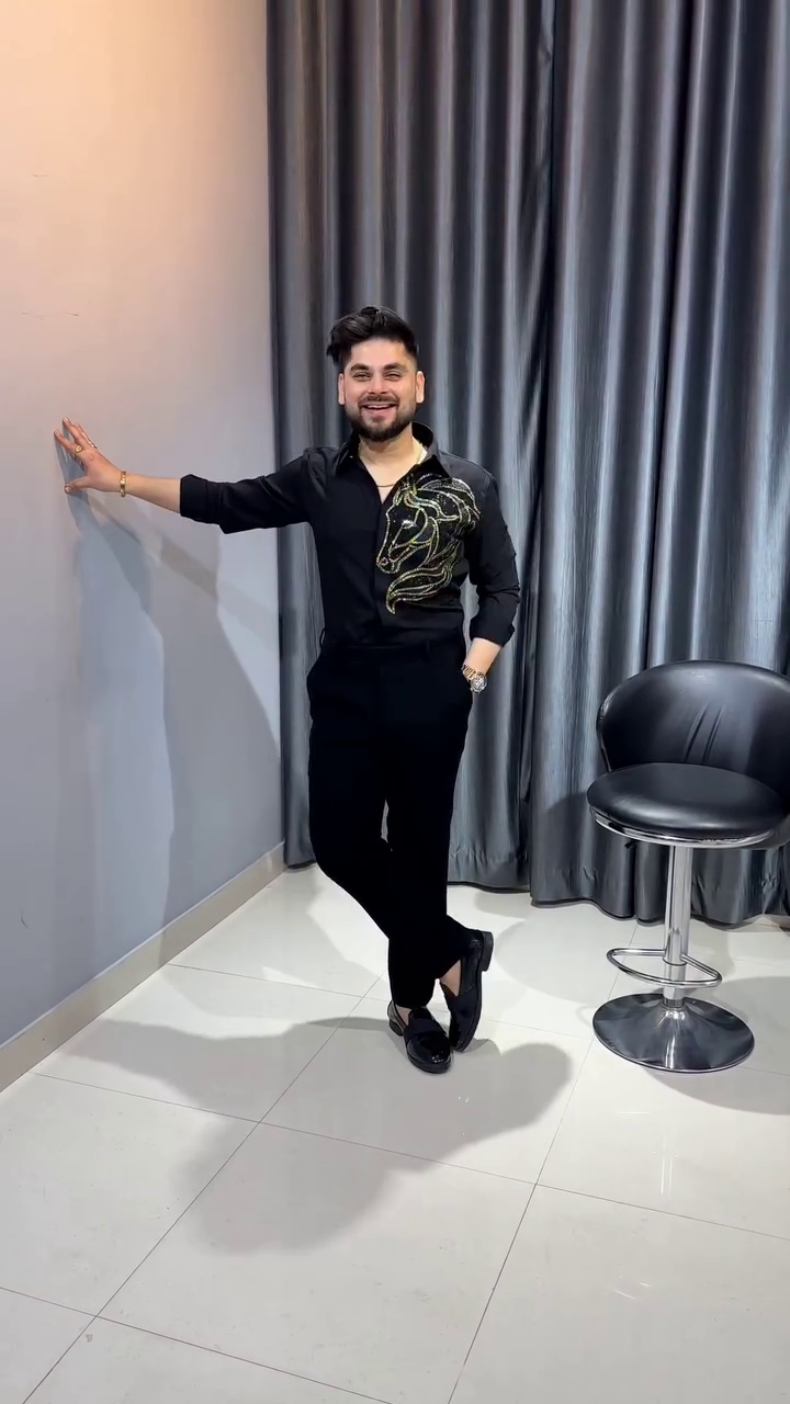 Royal Purple Lion Sequin Designer Shirt