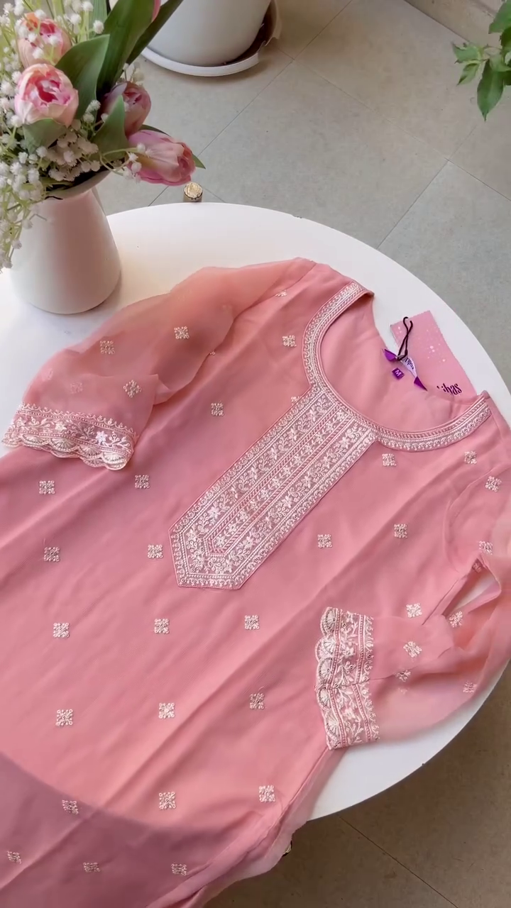 Pastel Pink Chiffon Set