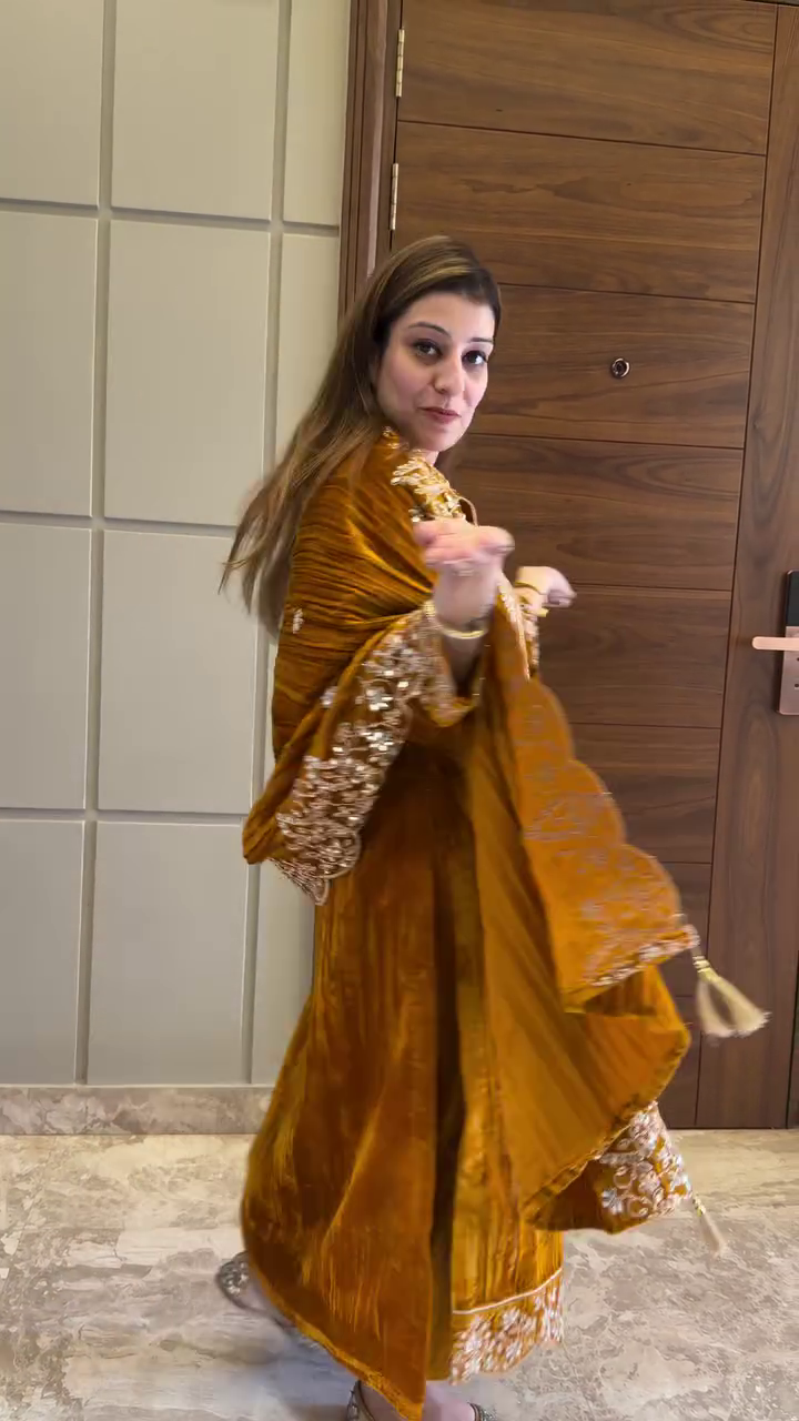 Golden Velvet Anarkali