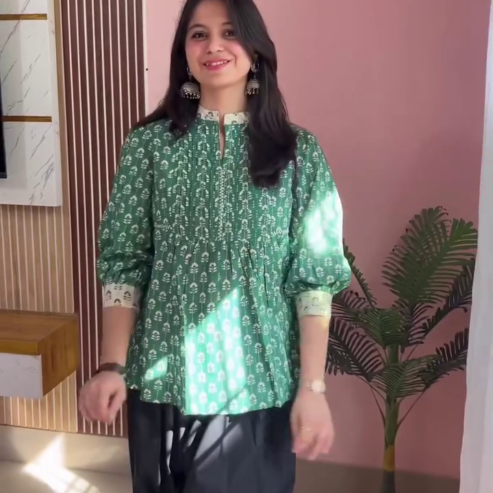 Emerald Printed Peplum Top