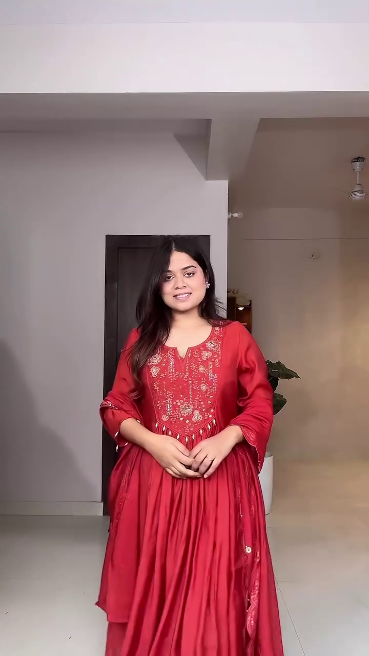 Scarlet Flared Anarkali Suit