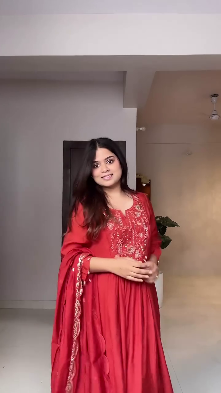 Scarlet Flared Anarkali Suit