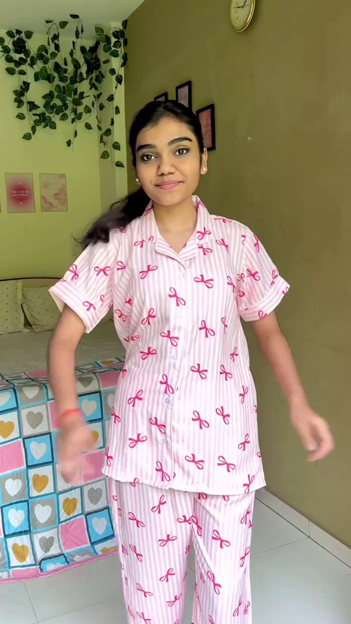 Cute Pink Printed Nightwear Set