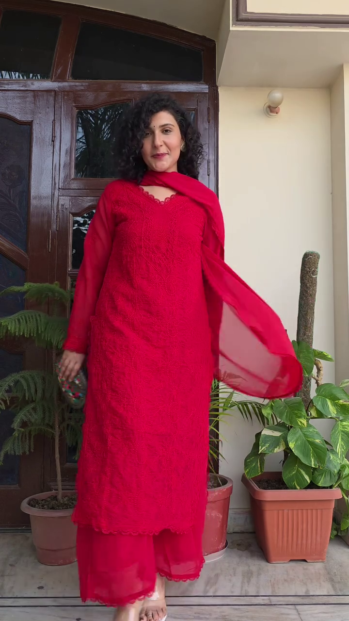 Classic Red Ethnic Suit Elegance