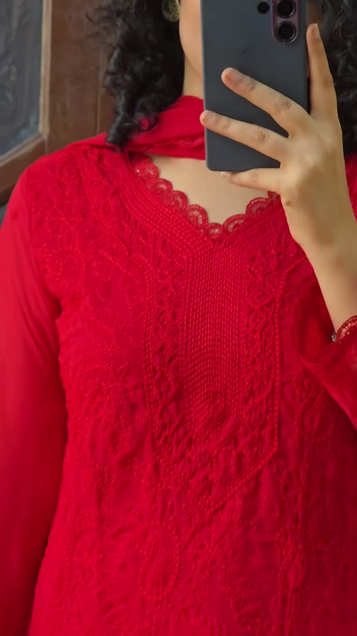 Classic Red Ethnic Suit Elegance