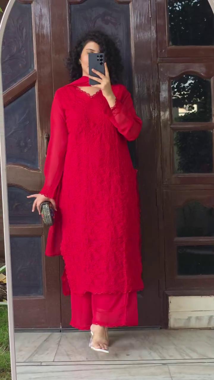 Classic Red Ethnic Suit Elegance
