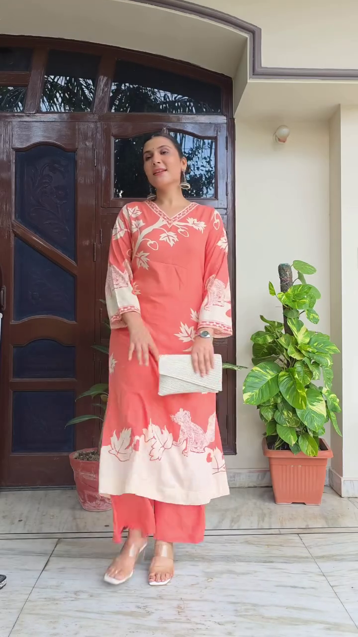 Soft Pink Printed Kurta Set