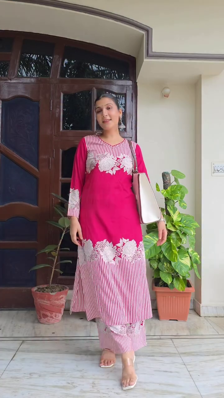 Soft Pink Printed Kurta Set