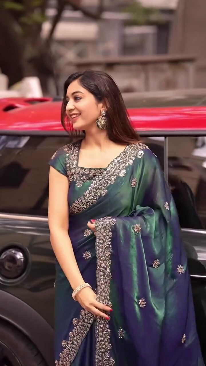Graceful White Floral Saree Look