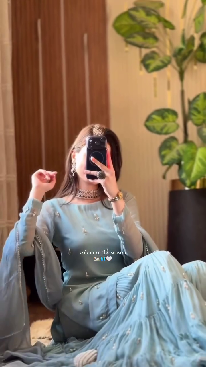 Elegant Ice Blue Ethnic Co-ord Set