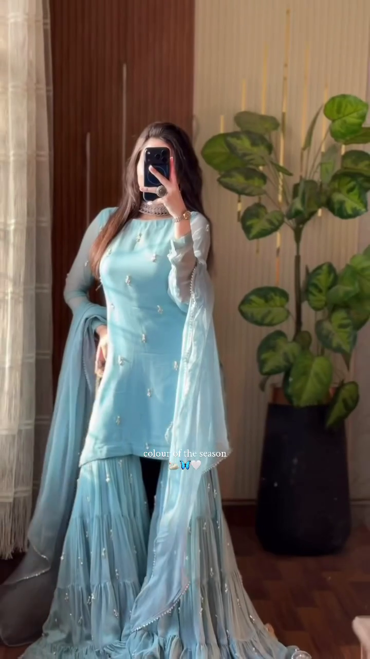 Elegant Ice Blue Ethnic Co-ord Set