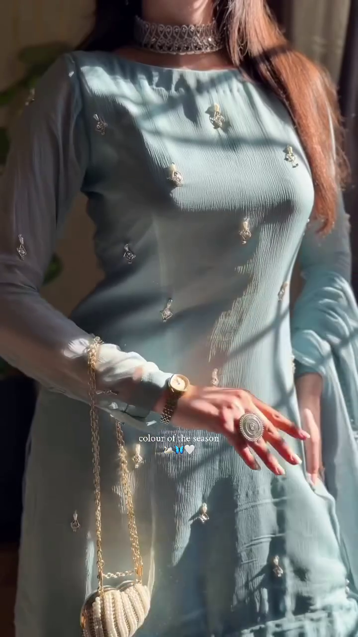 Elegant Ice Blue Ethnic Co-ord Set