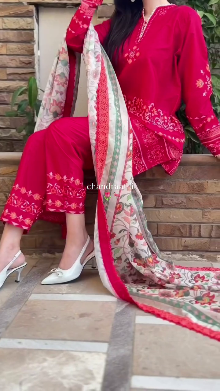 Festive Red Chand Raat Kurta Set