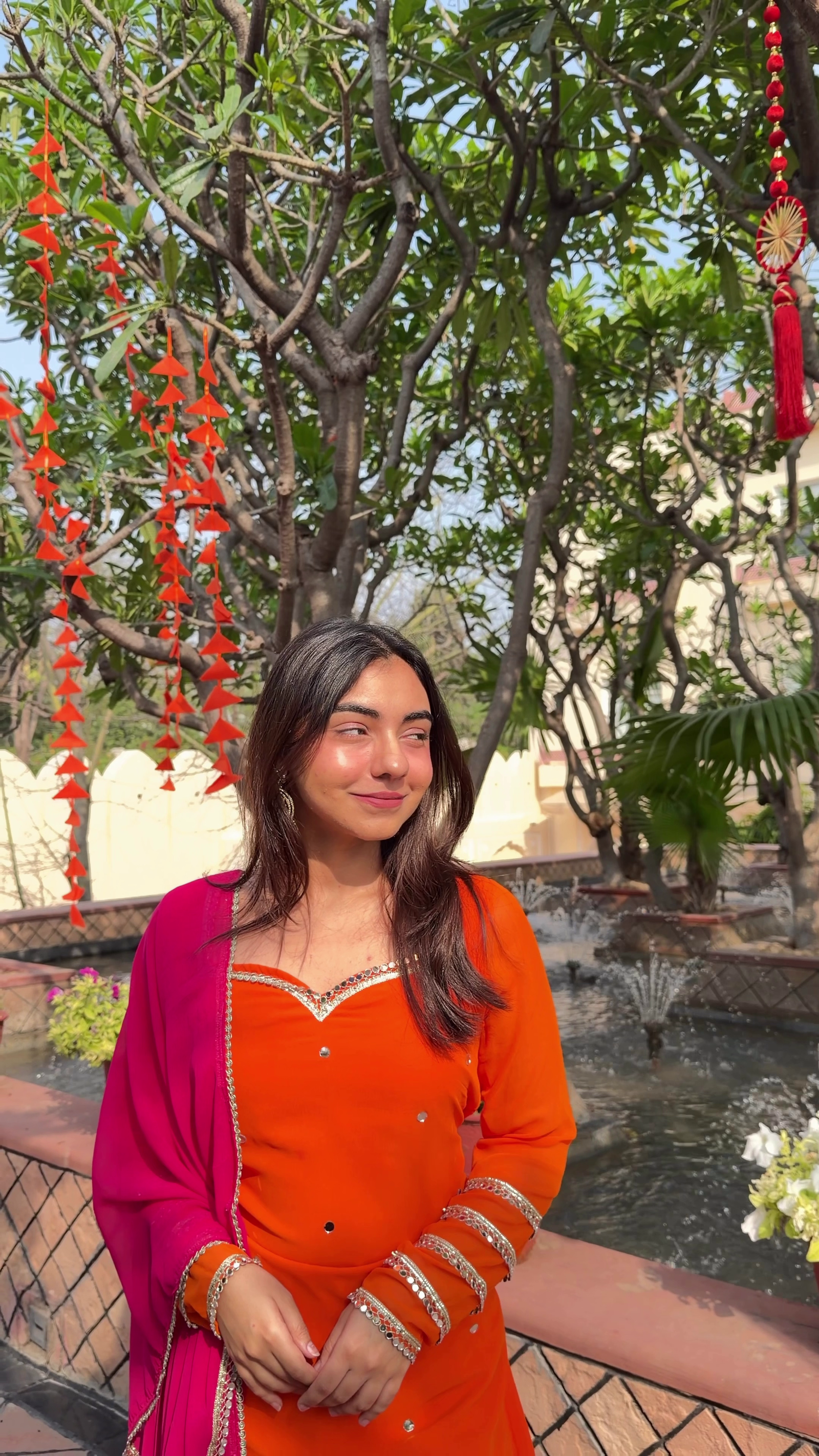 Vibrant Pink Orange Festive Sharara Set