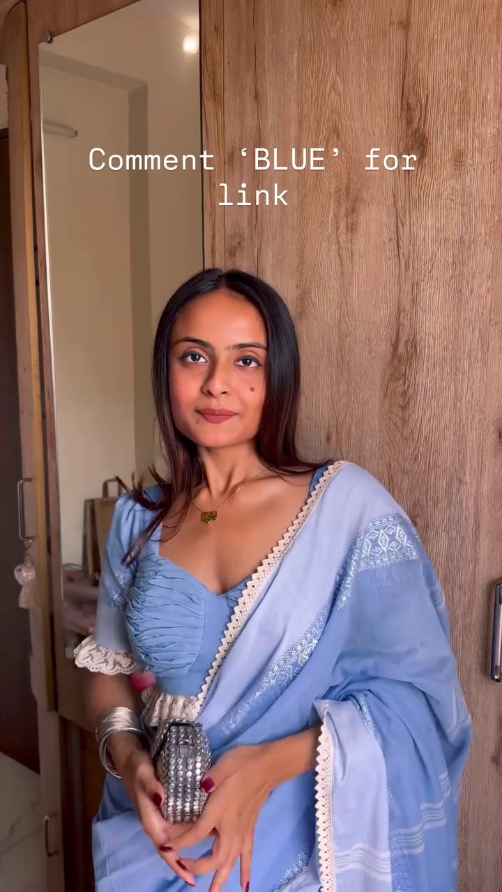 Elegant Powder Blue Saree Grace