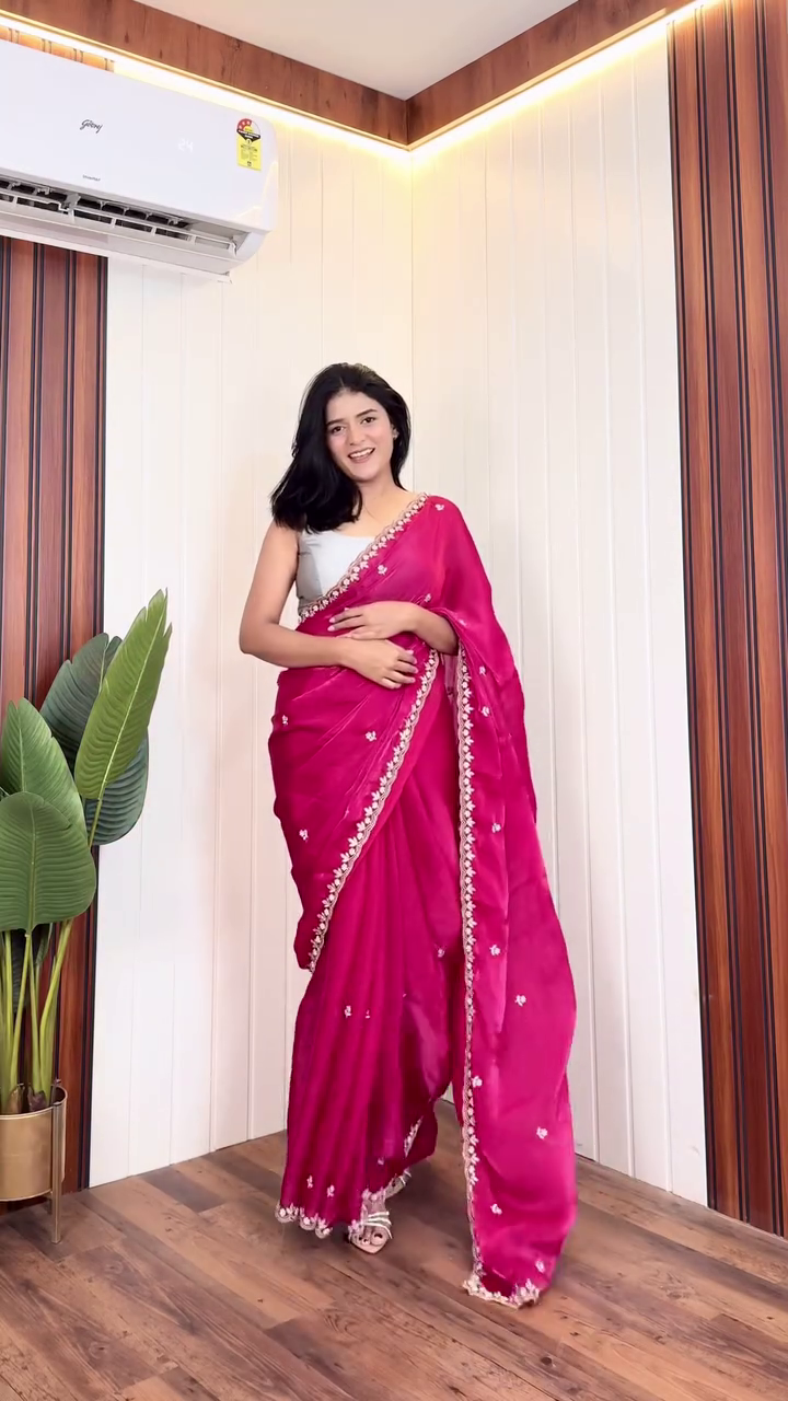 Hot Pink Designer Saree Glam