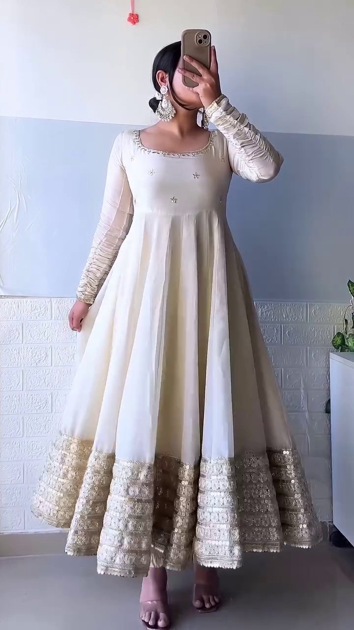 Champagne Anarkali Ensemble