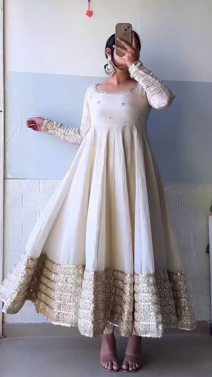 Champagne Anarkali Ensemble