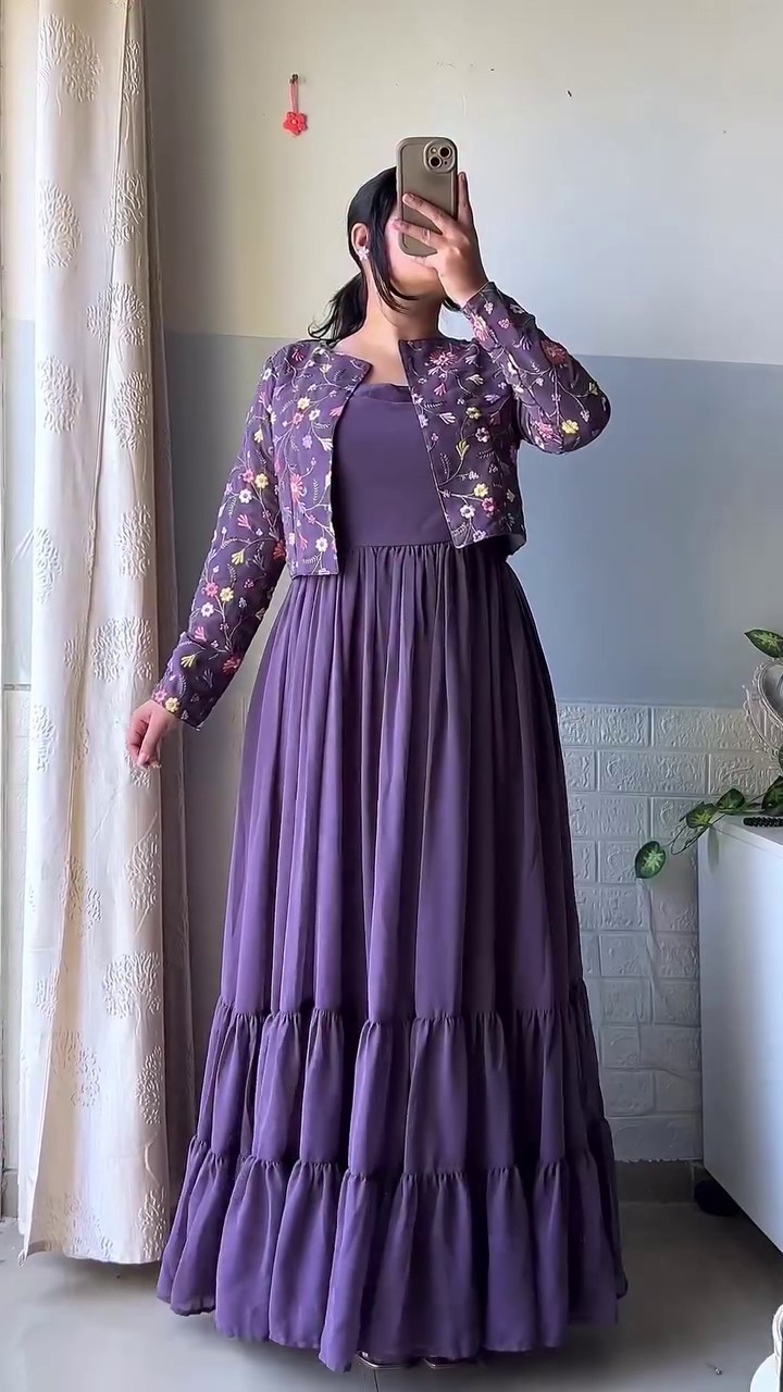 Lavender Layered Gown Set