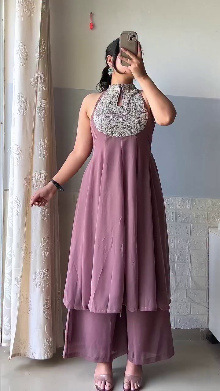Elegant Mauve Halter Set