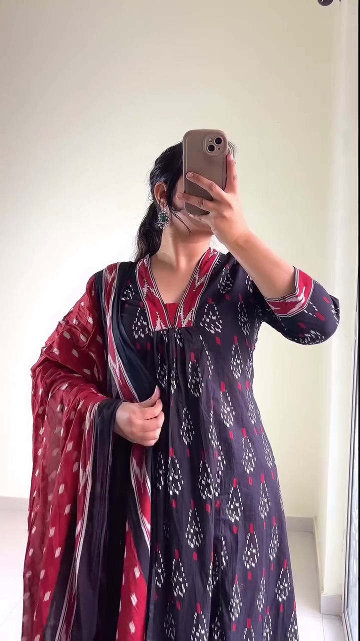 Maroon Printed Suit Set