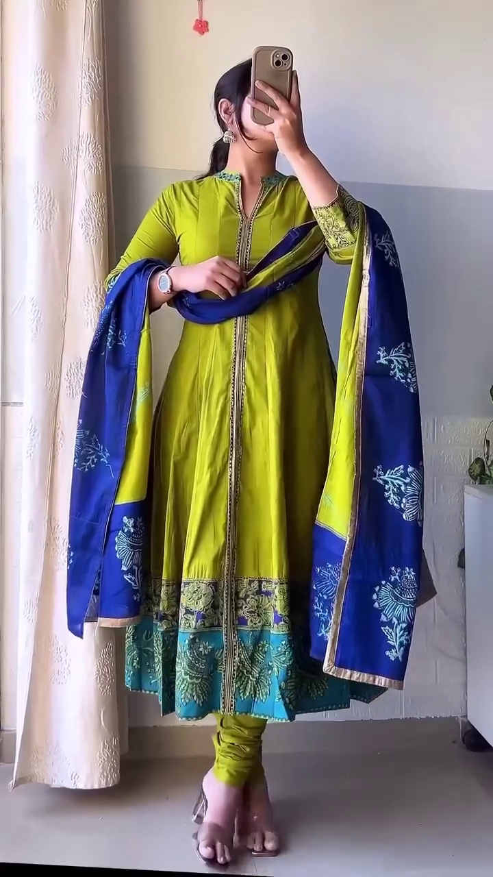 Lime Green Festive Anarkali