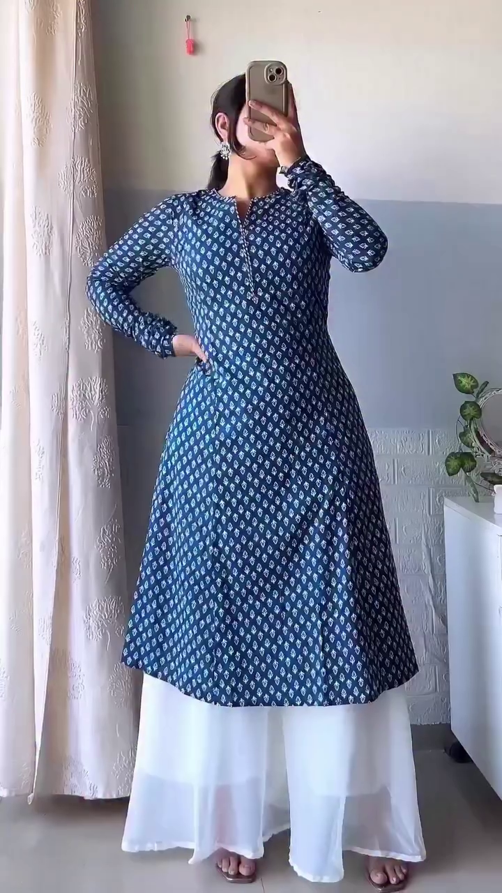 Indigo Printed Kurta Palazzo