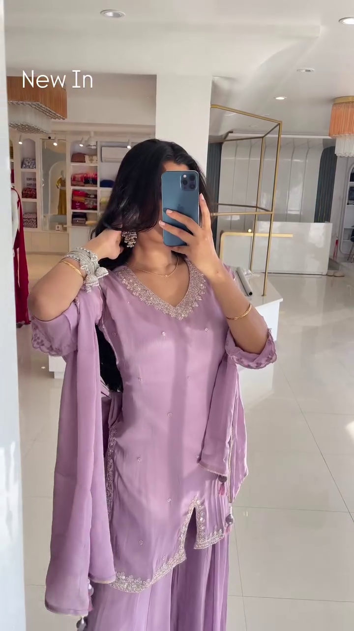 Blush Pink Floral Kurti Set