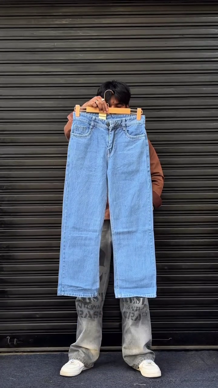 Light Blue Wide Leg Denim Jeans