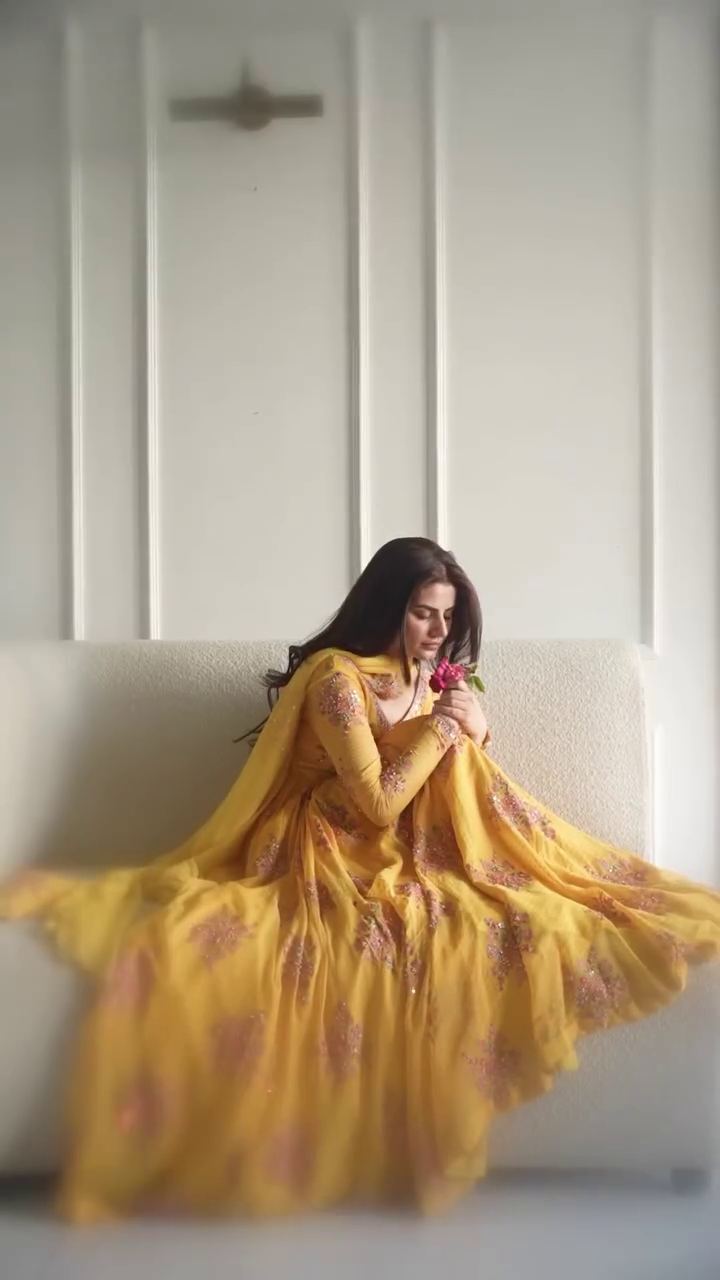 Women's Mustard Yellow Anarkali Gown with Dupatta
