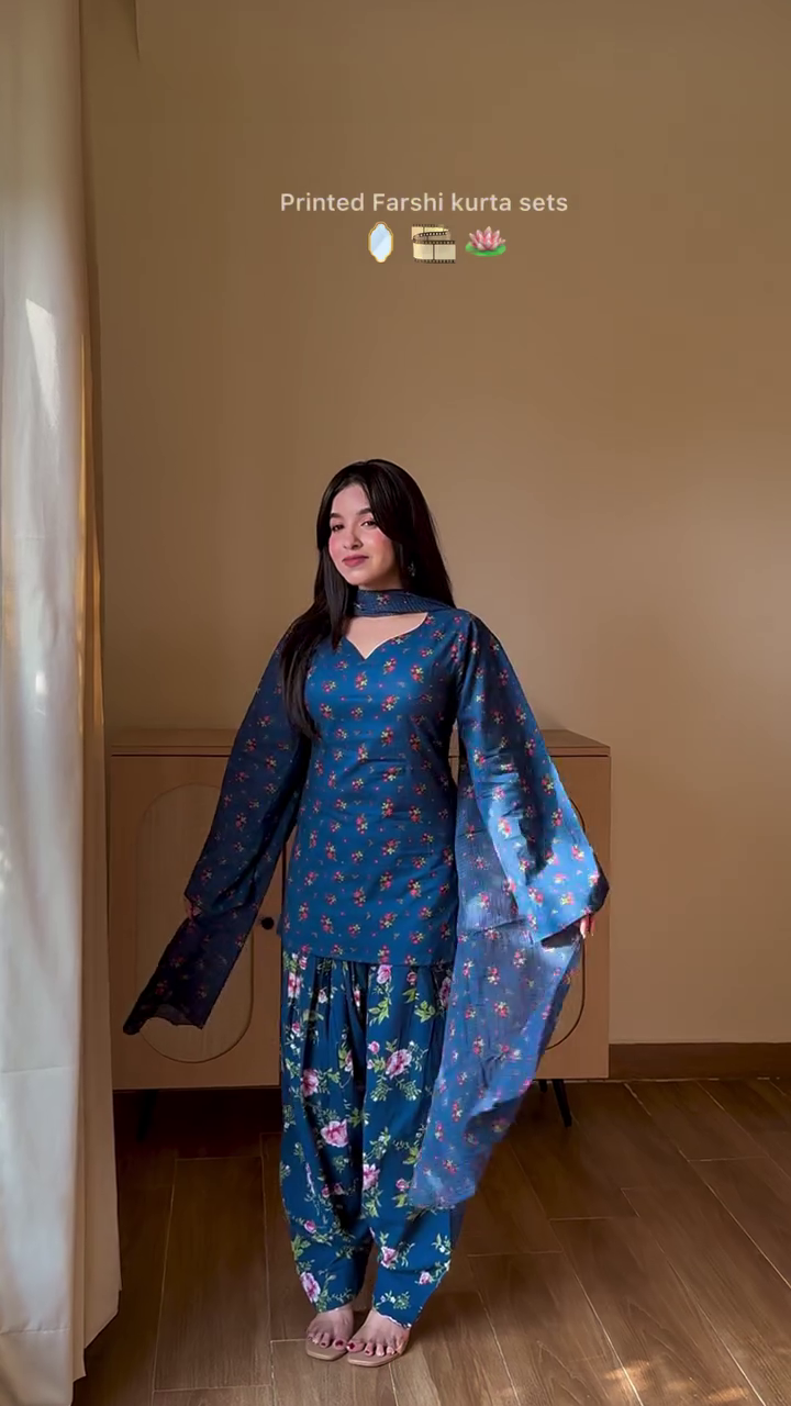 Women's Printed Farshi Salwar Suit Set